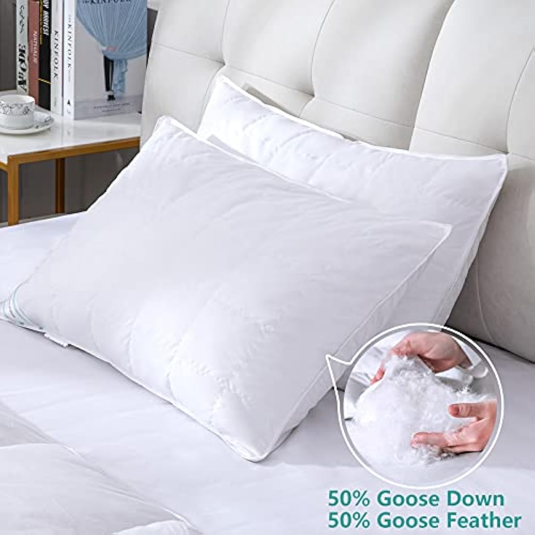 Jolof Store Feather & Down Pillows - Pack of 2 Luxury Medium Soft Support