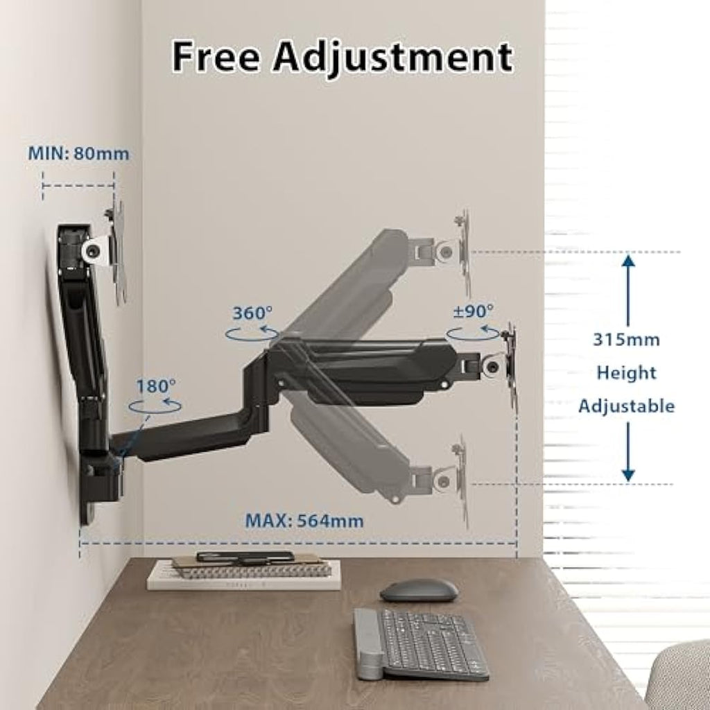BONTEC Gas Spring Monitor Wall Mount for 13-32" Screens | VESA 100x100