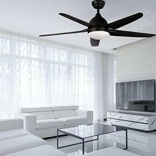 FINXIN 52" Ceiling Fan with LED Light and Remote | Reversible Black