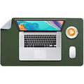 DOBAOJIA Dual-Side PU Leather Desk Pad - Waterproof Mouse Mat, Dark Green