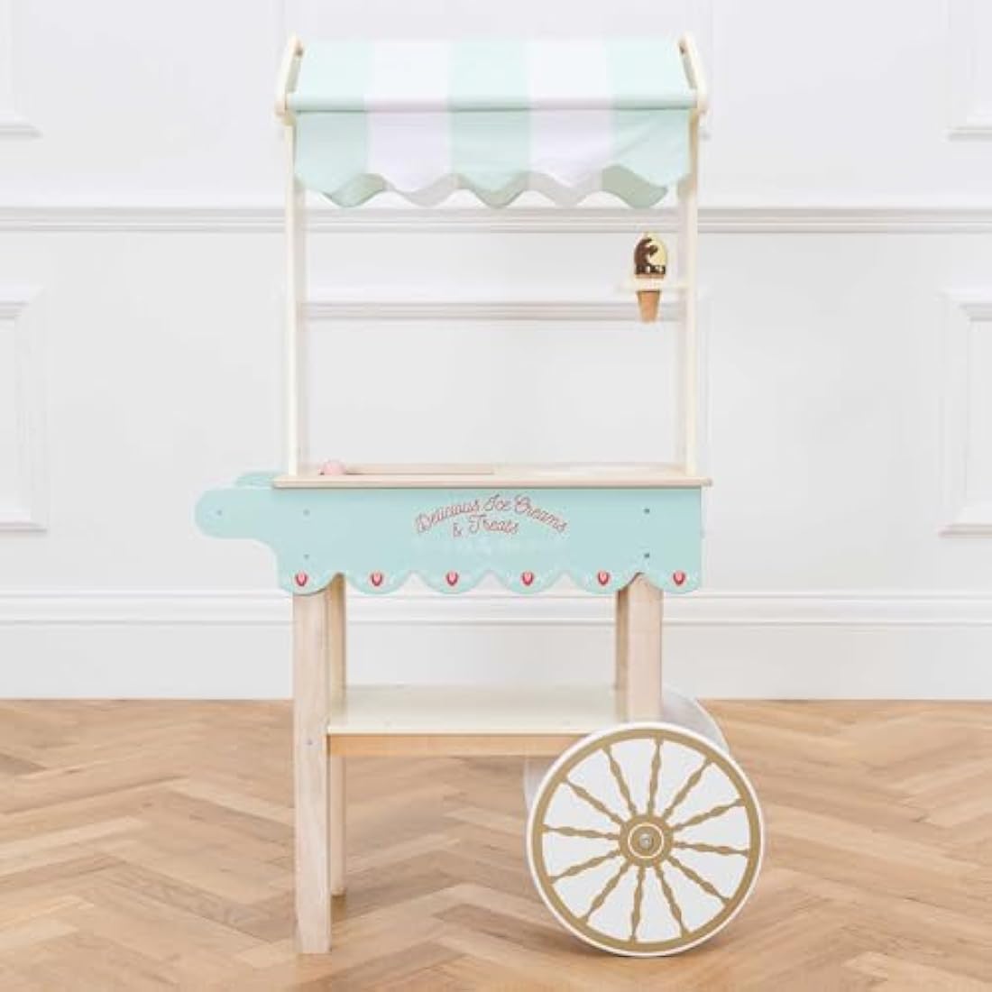Le Toy Van Wooden Ice Cream Trolley – Kids Pretend Play Food Set