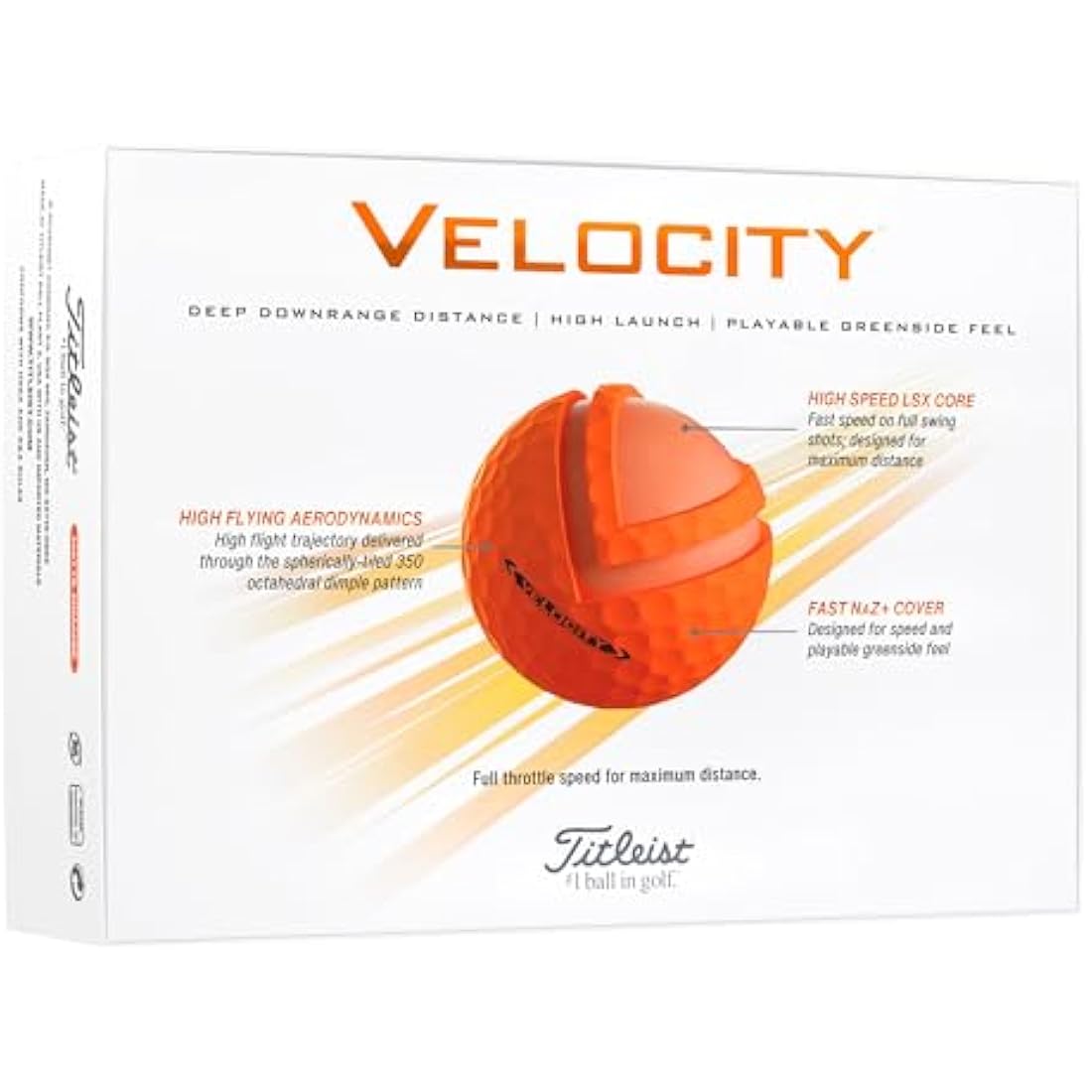 Titleist Velocity Golf Balls – High Speed LSX Core, 12 Pack White