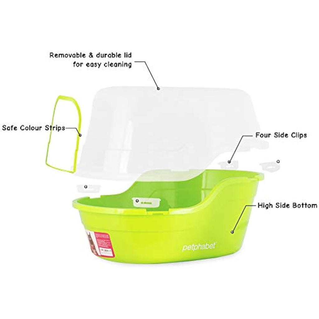 Petphabet Jumbo Hooded Cat Litter Box – XXL Enclosed Tray, Green