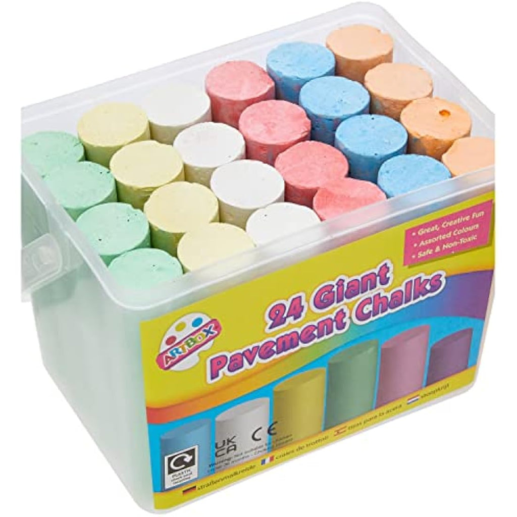 Art Box Giant Pavement Chalks - 24 Piece Sidewalk Chalk Tub for Kids