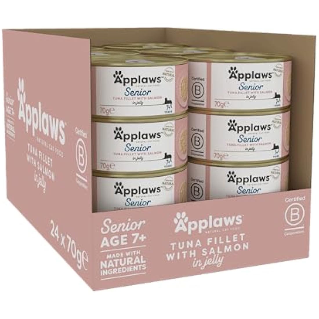 Applaws Senior Wet Cat Food | Tuna & Salmon Mousse Jelly | 24 x 70g Tins