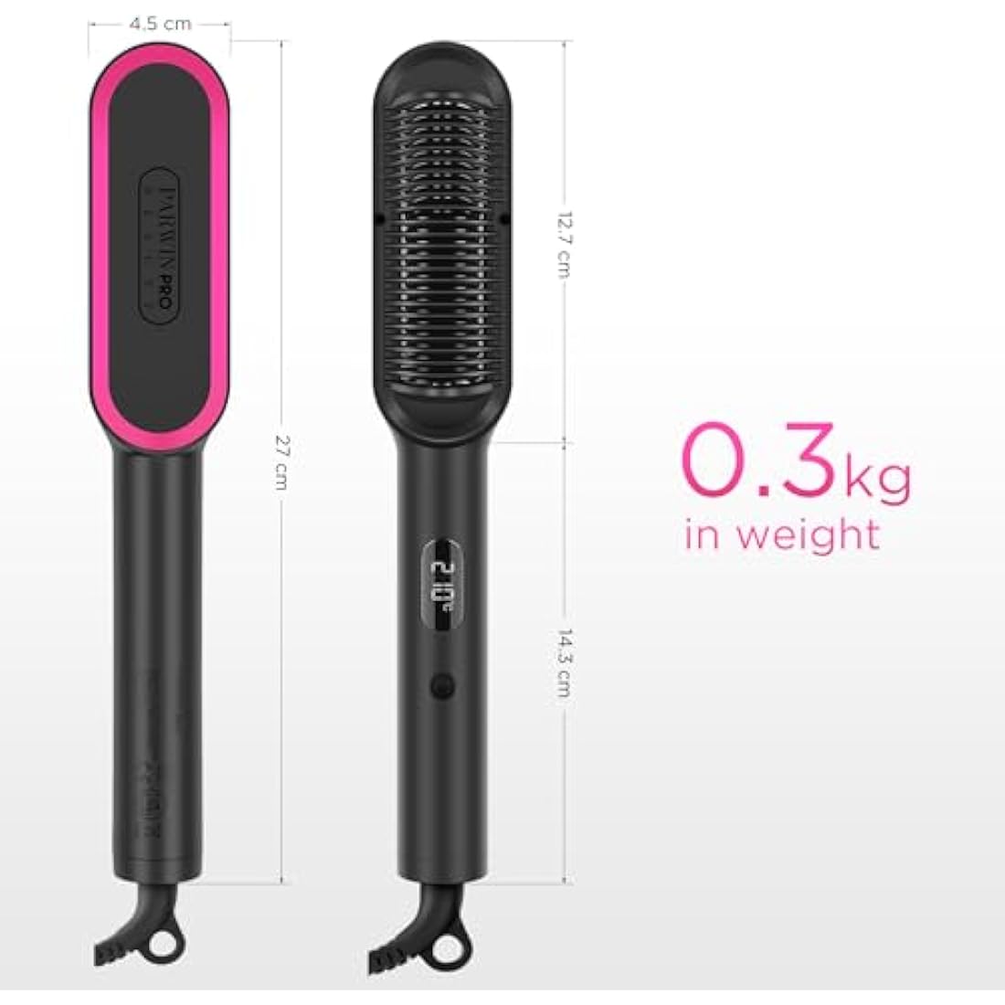 PARWIN PRO BEAUTY Ionic Hair Straightener Brush | Keratin Ceramic Coating