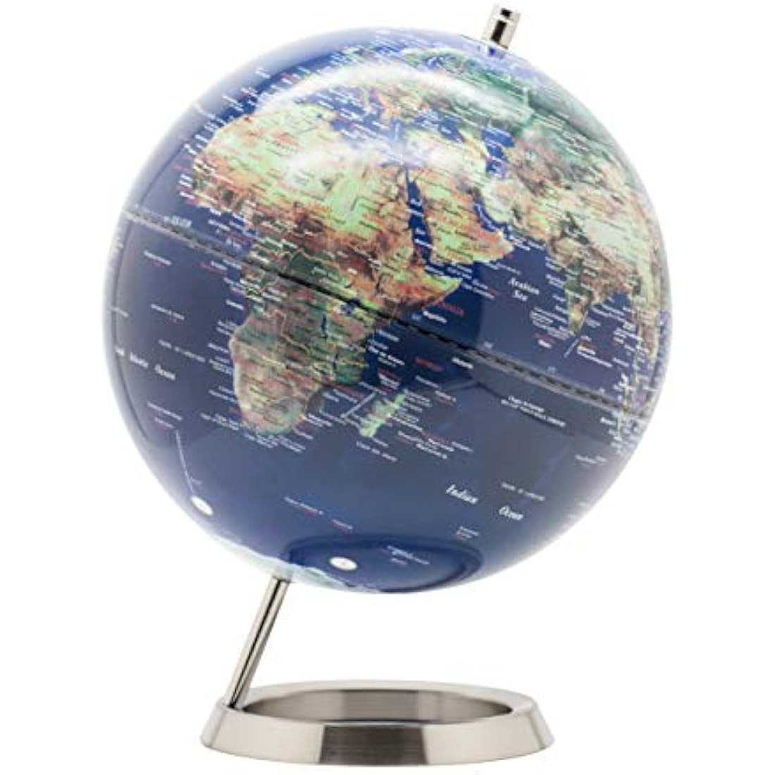 25cm World Globe | Navy Blue & Stainless Steel Desk Decor