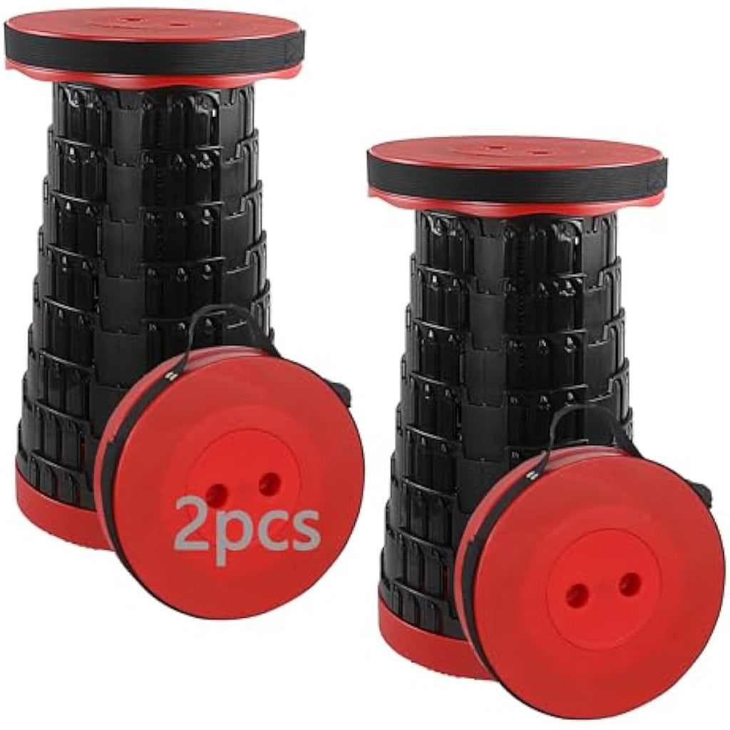 HVDHYY Telescopic Stool 2-Pack – Portable Folding Camping Seat, Red