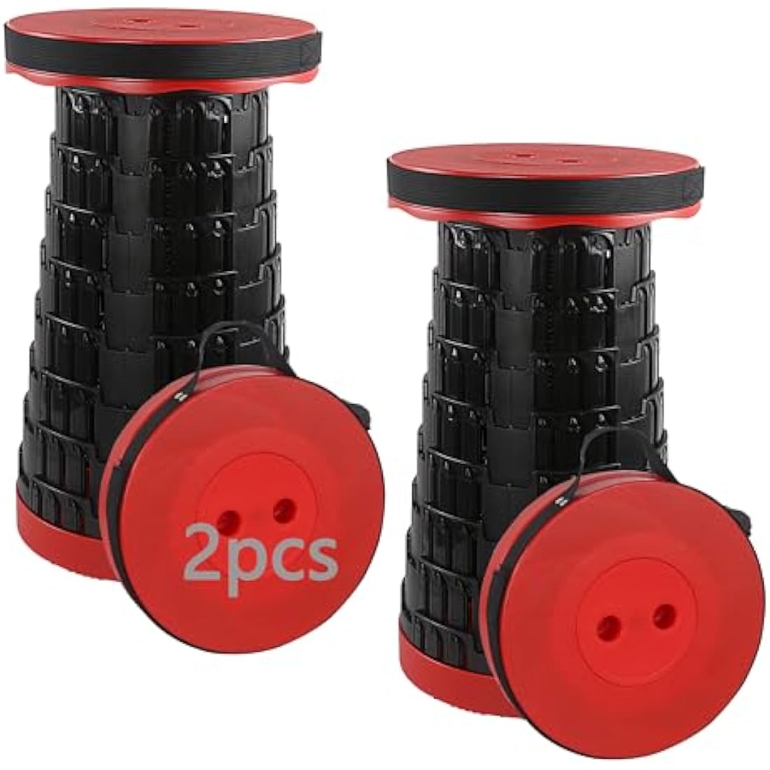 HVDHYY Telescopic Stool 2-Pack – Portable Folding Camping Seat, Red