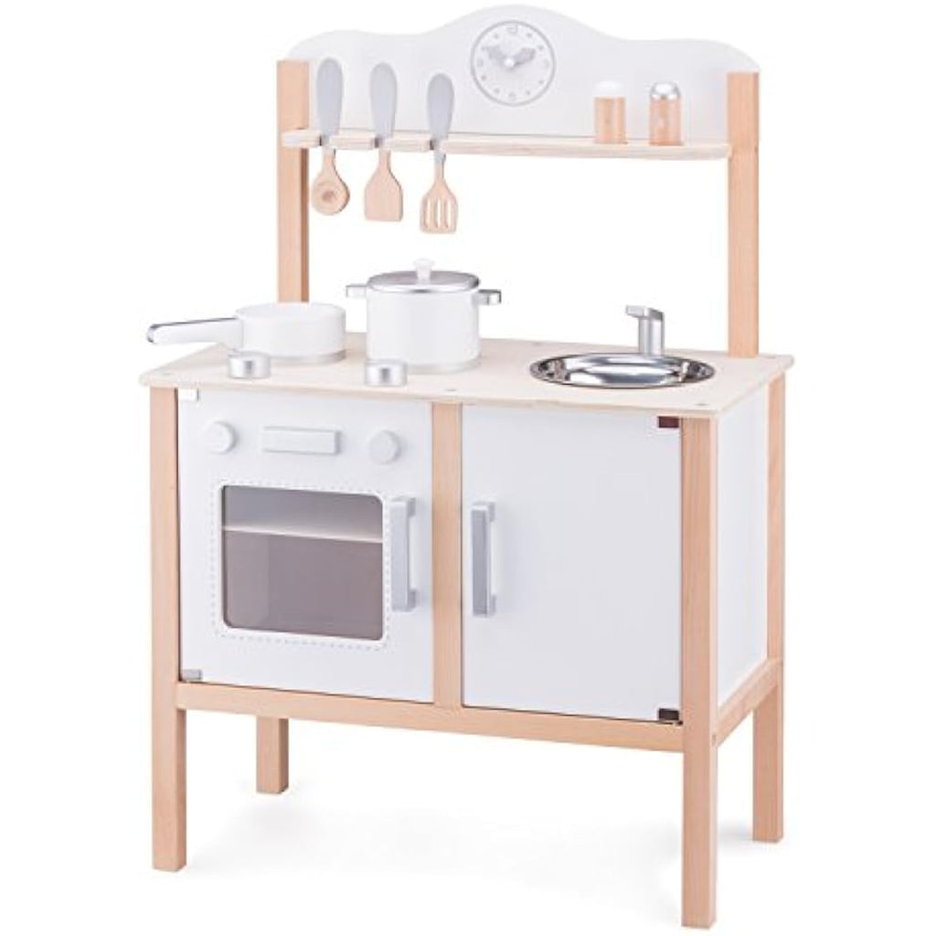 New Classic Toys Wooden Pretend Play Kitchen Set with Accessories