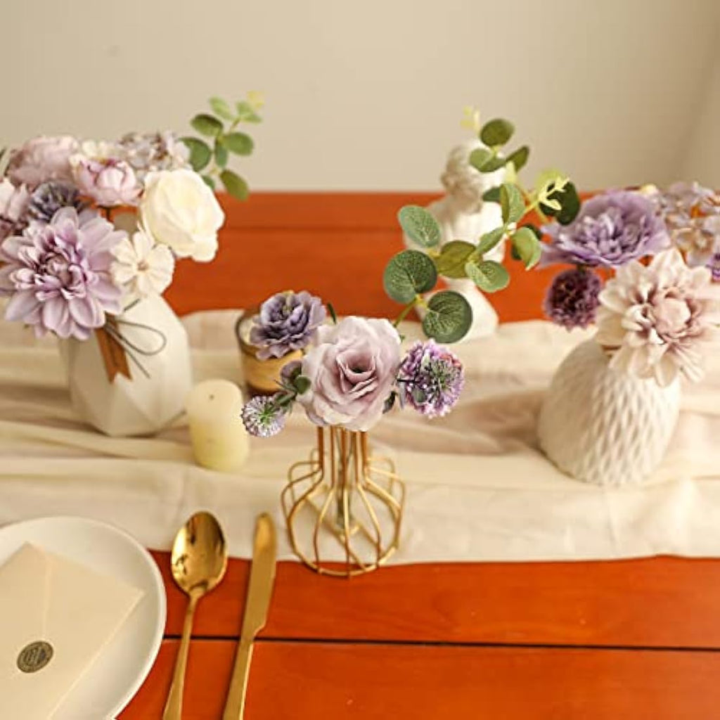 Purple Silk Artificial Flowers | DIY Wedding Bouquet Set