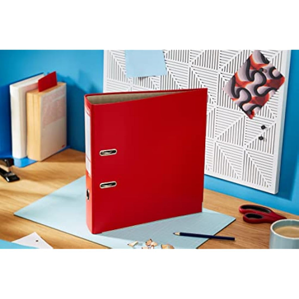 Esselte A4 Lever Arch Files | Red Plastic Folders | 75mm Spine | 3 Pack