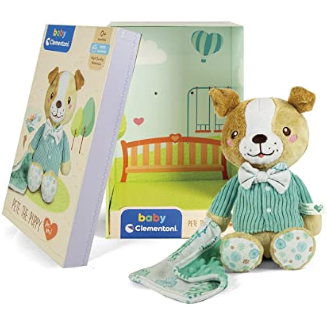 Clementoni Pete the Puppy Plush Toy with Sensory Comfort Blanket