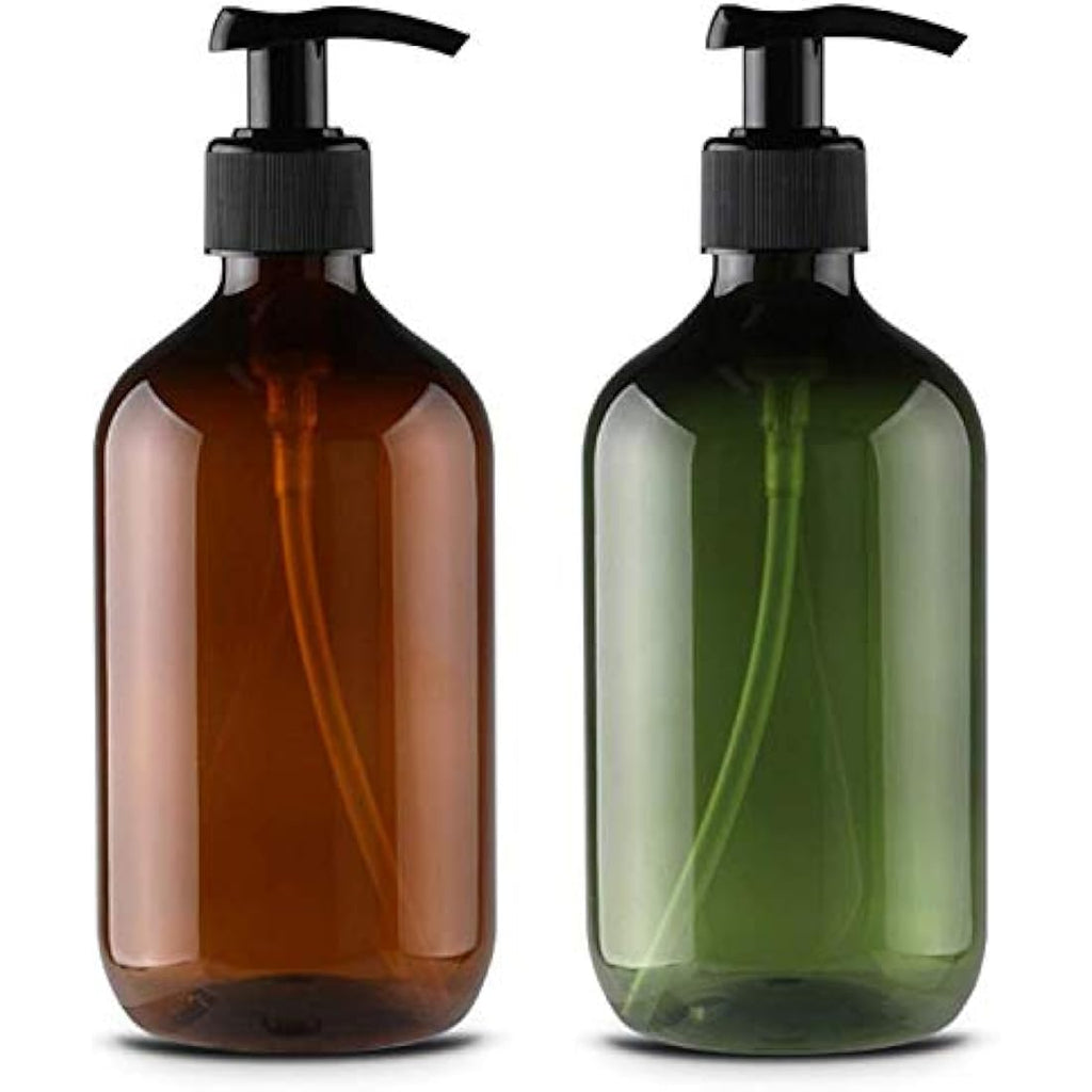 Alledomain 500ml Refillable Plastic Pump Bottles for Shampoo – 2 Pack