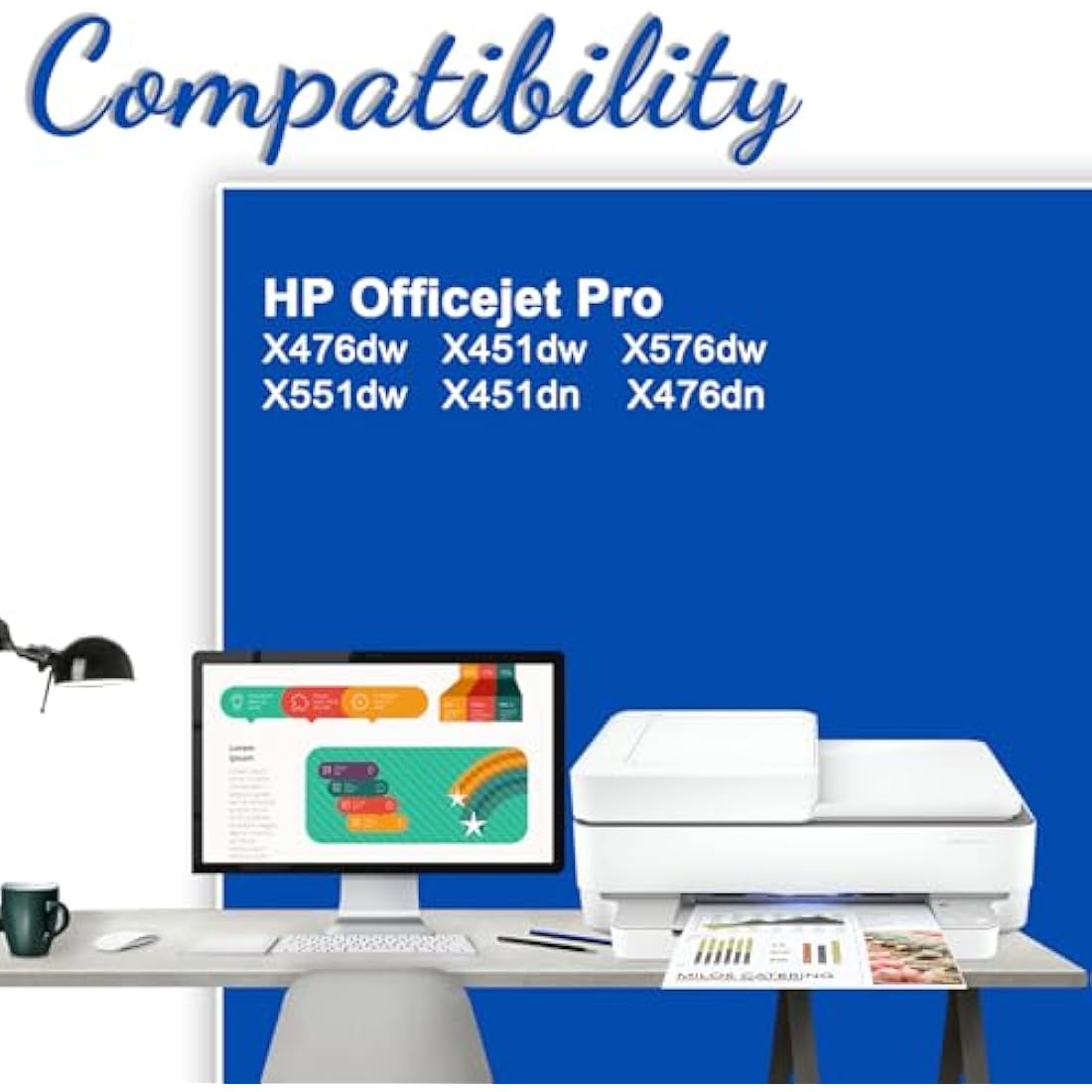 Jagute 970XL 971XL Ink Cartridges for HP Officejet Pro X476dw X576dw | 4 Pack