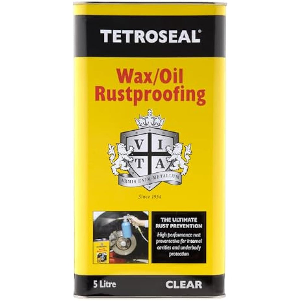 Tetroseal Waxoil Clear Car Rust Proofing - 5L Heavy Duty Metal Sealant