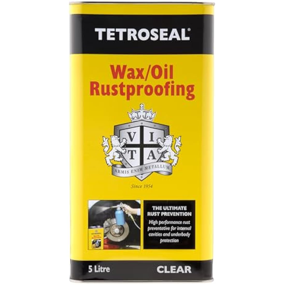 Tetroseal Waxoil Clear Car Rust Proofing - 5L Heavy Duty Metal Sealant