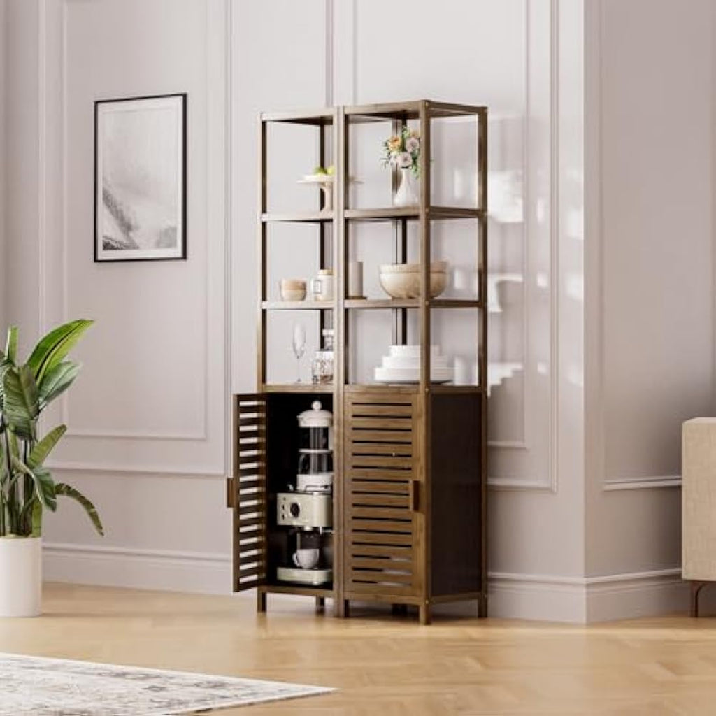 Jolof Store Bamboo Tall Bathroom Cabinet – 6-Tier Narrow Storage Organizer