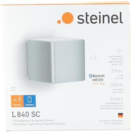 Steinel L 840 SC Silver LED Outdoor Wall Light | Bluetooth Motion Sensor