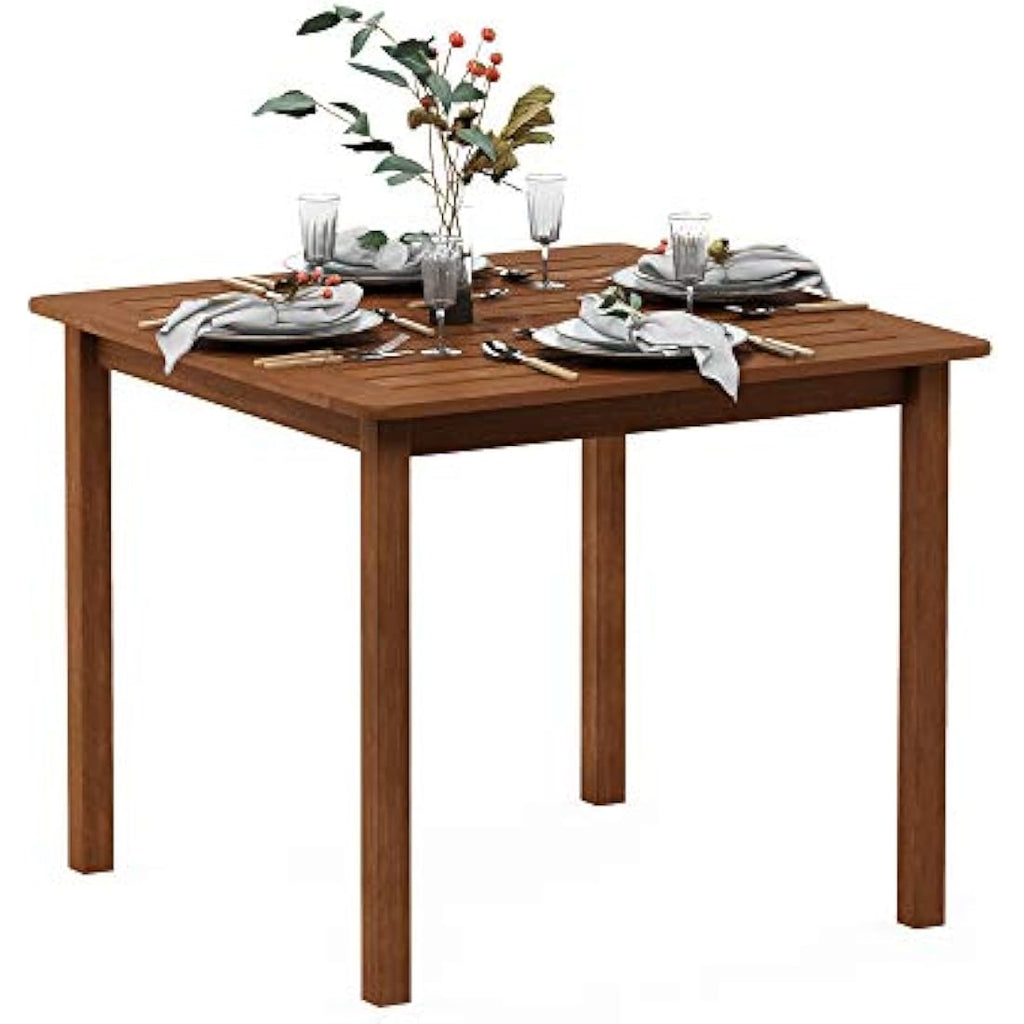 Furinno Bermuda Square Outdoor Dining Table - Meranti Wood Teak Oil