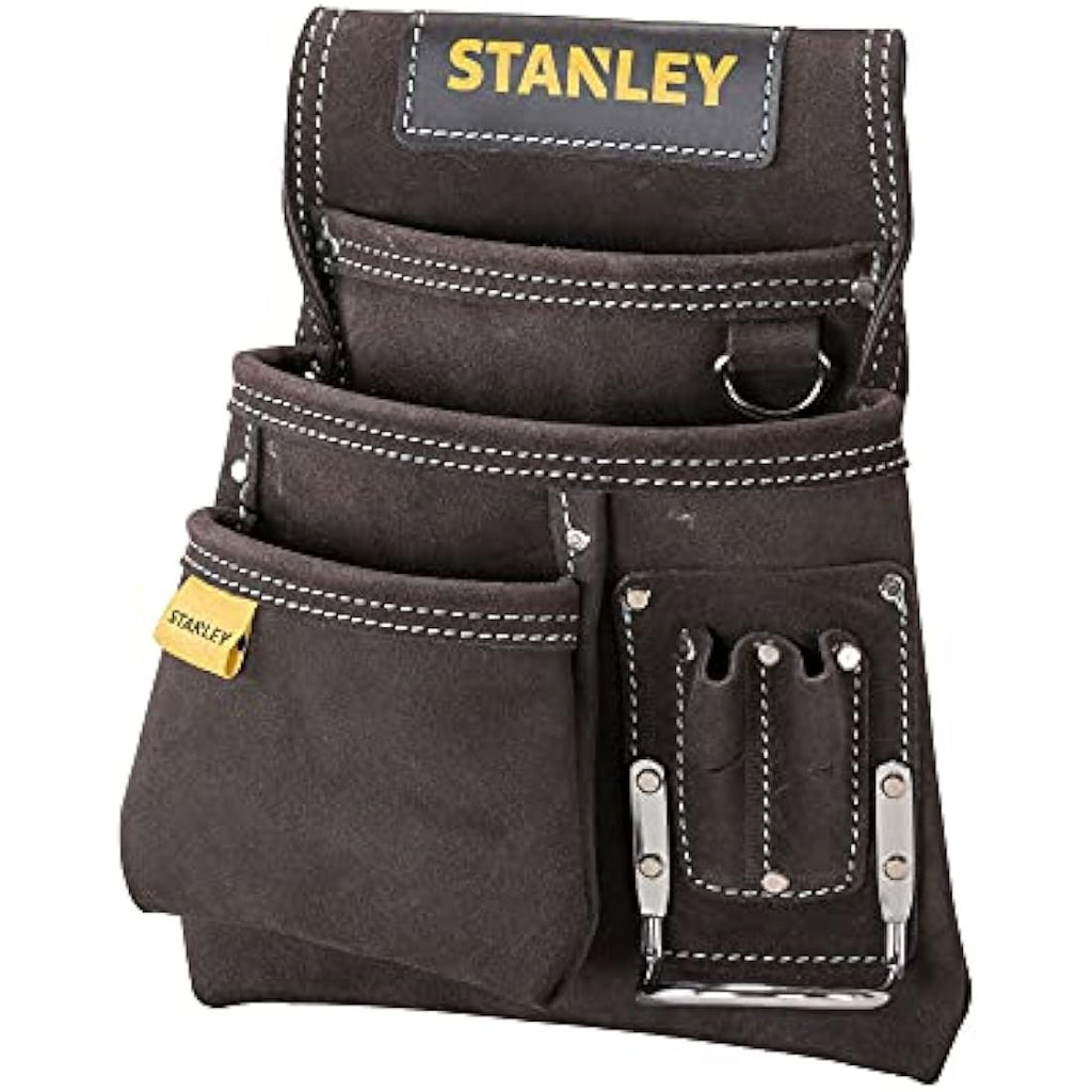 Stanley Leather Tool Pouch – Double Pocket Organizer with Hammer Loop