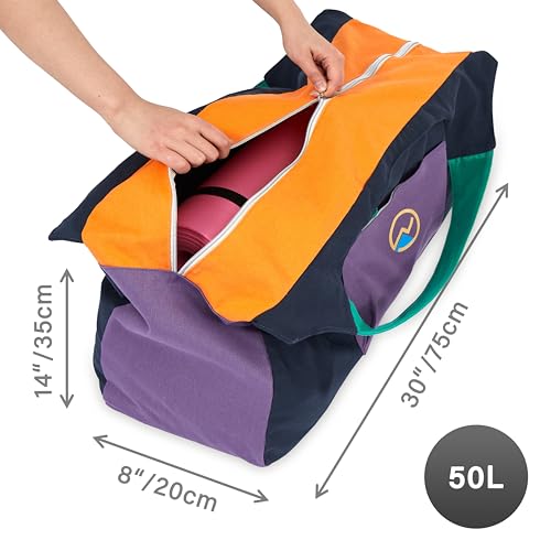JoYnWell Extra Large Yoga Mat Bag | 12oz Canvas Full Zip Pilates Carrier