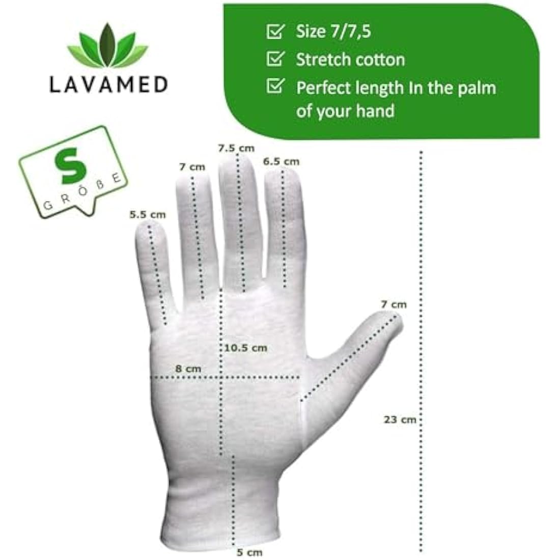 LAVAMED 100% Cotton Gloves | Soft Washable White Textile Hand Masks