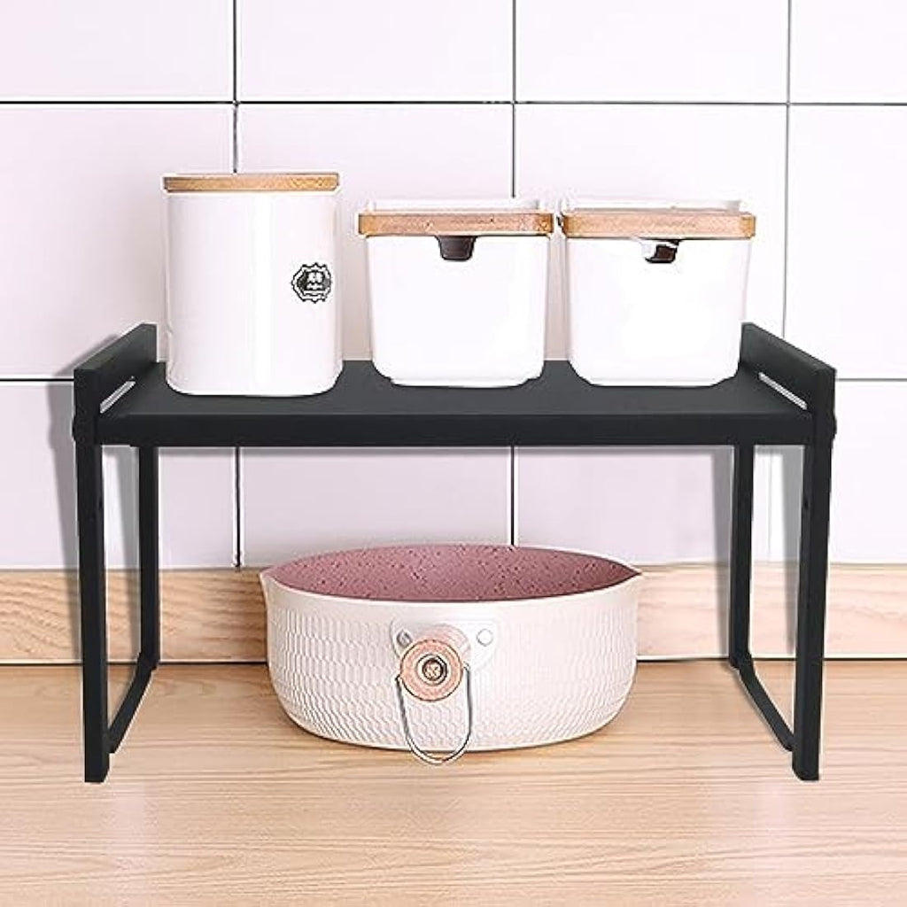 Goodsnetic Expandable Kitchen Cabinet Shelf – Heavy Duty Metal Organizer