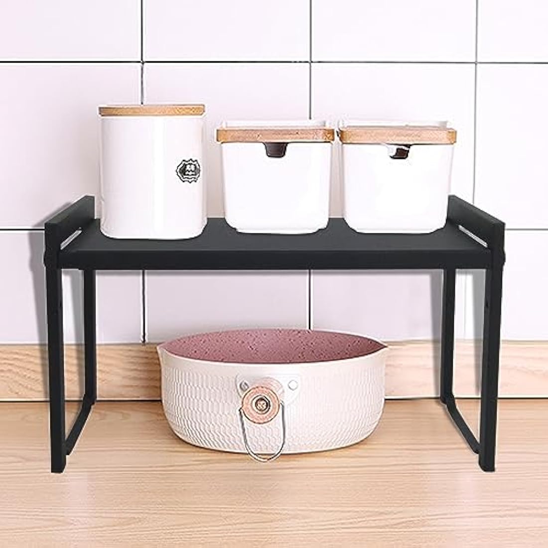 Goodsnetic Expandable Kitchen Cabinet Shelf – Heavy Duty Metal Organizer