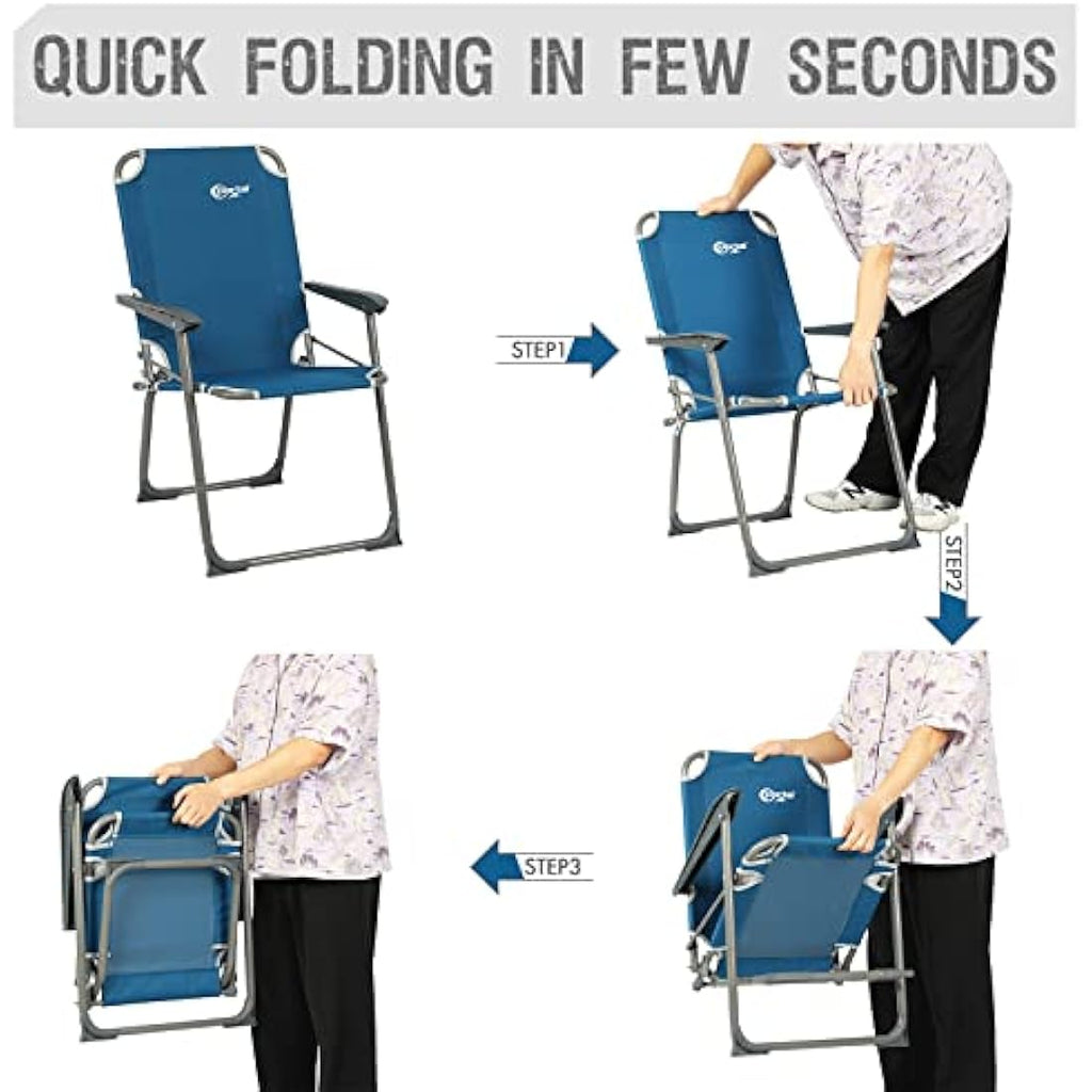Portal Lightweight Folding Camping Chair – Portable High Back Garden Seat