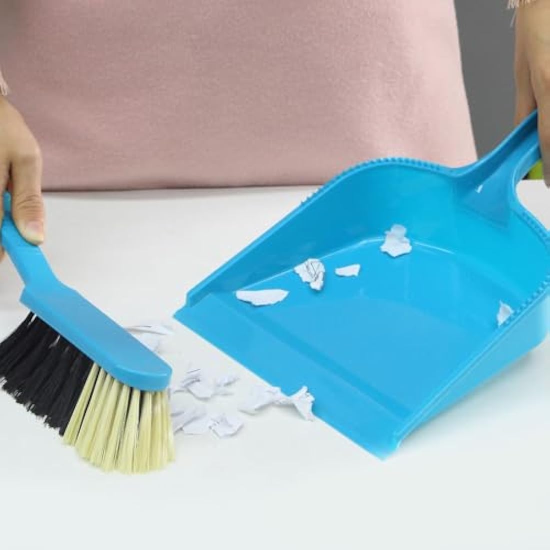 MR.SIGA Dustpan and Brush Set - Pack of 2 Blue & Grey Cleaning Tools