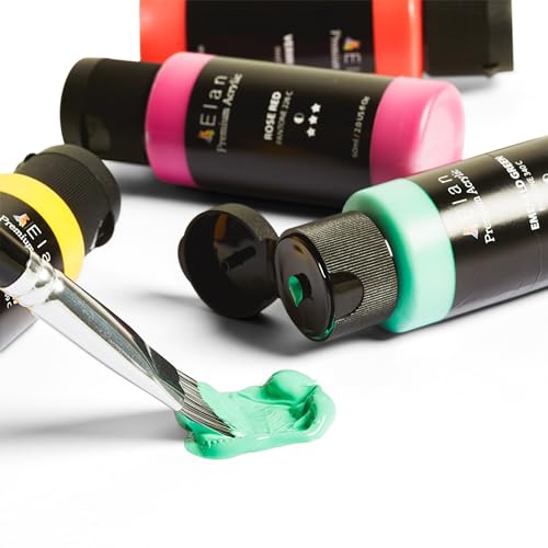 Elan Professional Acrylic Paint Set - 24 Non-Toxic 60ml Tubes for Canvas