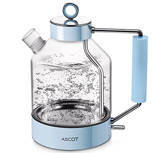ASCOT Glass Electric Kettle – 1.5L Fast Boiling Tea Heater, Blue