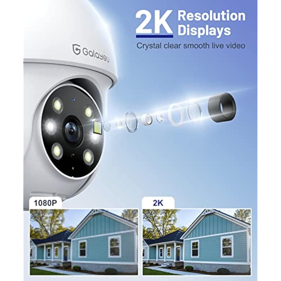 GALAYOU 2K Outdoor Security Camera | 360° Pan-Tilt WiFi CCTV with Night Vision