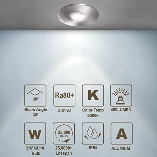 Sweier 4-Pack IP65 Waterproof LED Downlight | GU10 Cool White 6000K