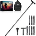 aiGear Tactical Hiking Stick | Aluminum Collapsible Trekking Pole - Black