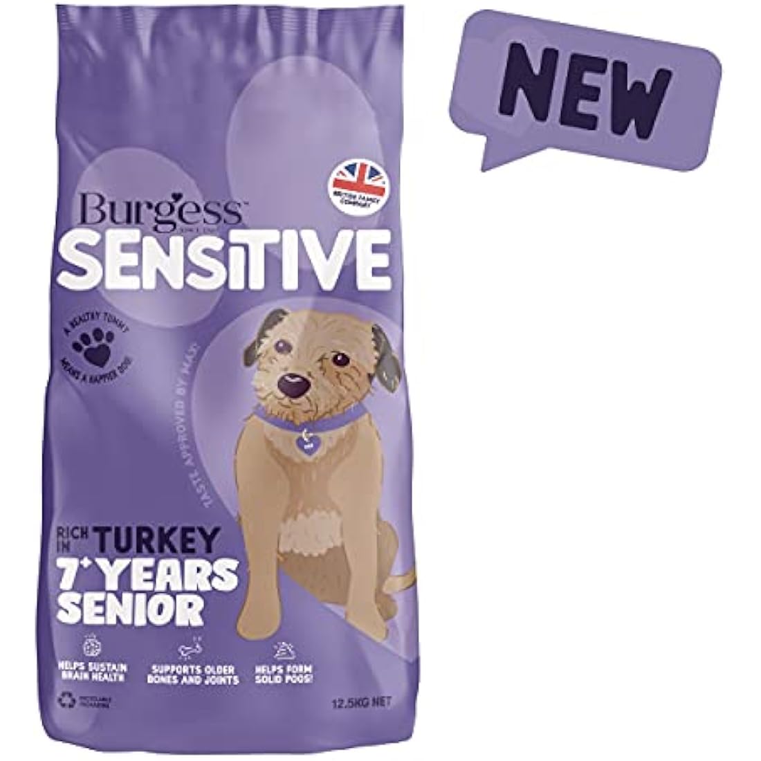 Burgess Sensitive Senior Dog Food | Turkey & Rice Dry Kibble - 12.5kg