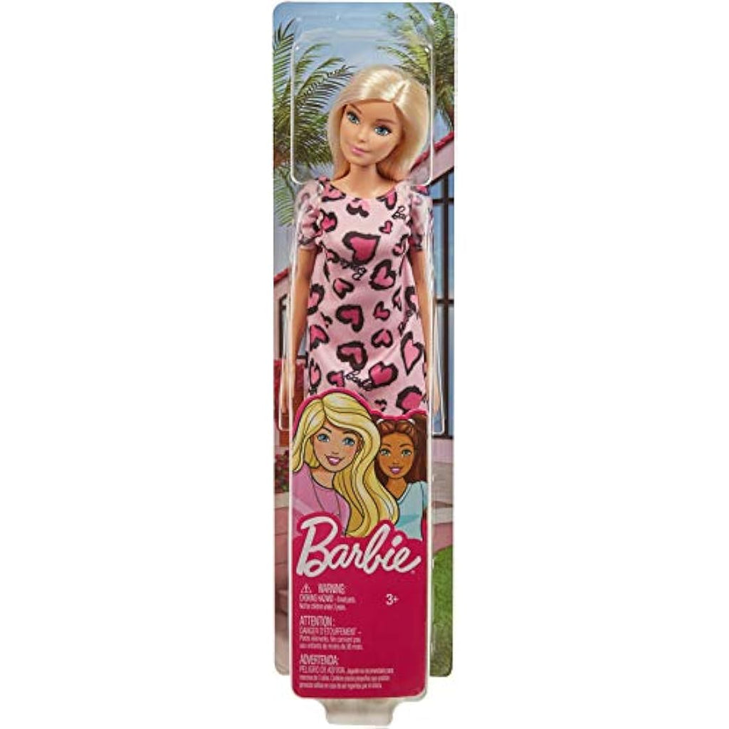 Barbie GHW45 Fashion Doll – Pink Heart Print Dress & White Sneakers