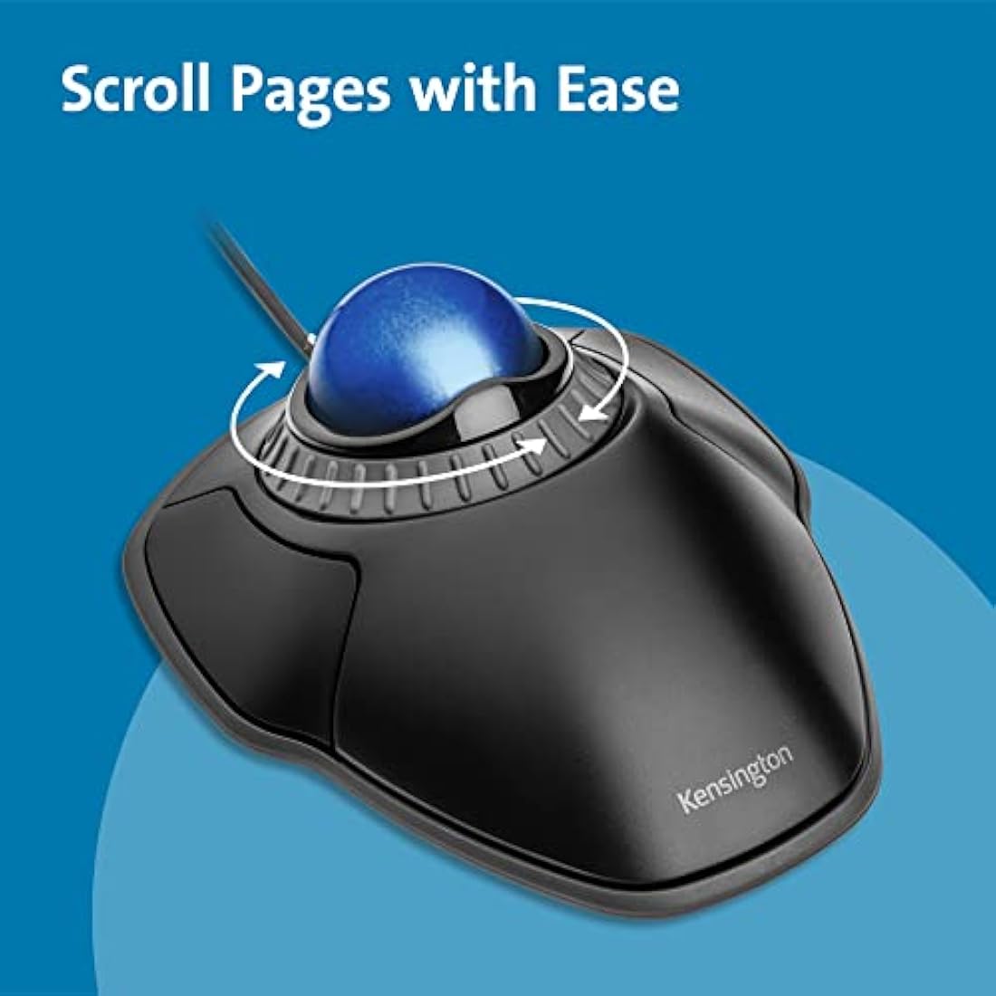 Kensington Orbit Wired Trackball Mouse with Scroll Ring – Blue