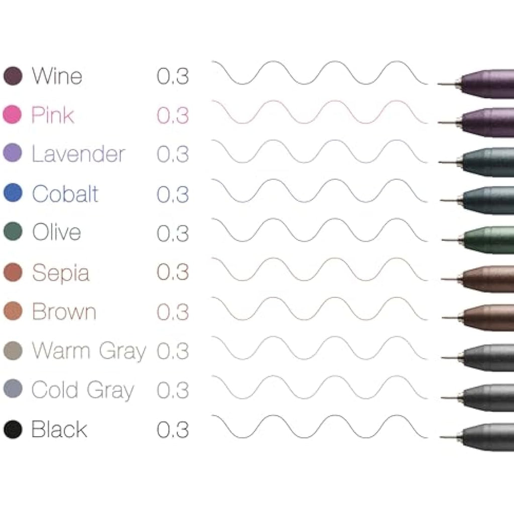 Copic Multiliner Set of 10 | Waterproof Archival Fineliner Pens