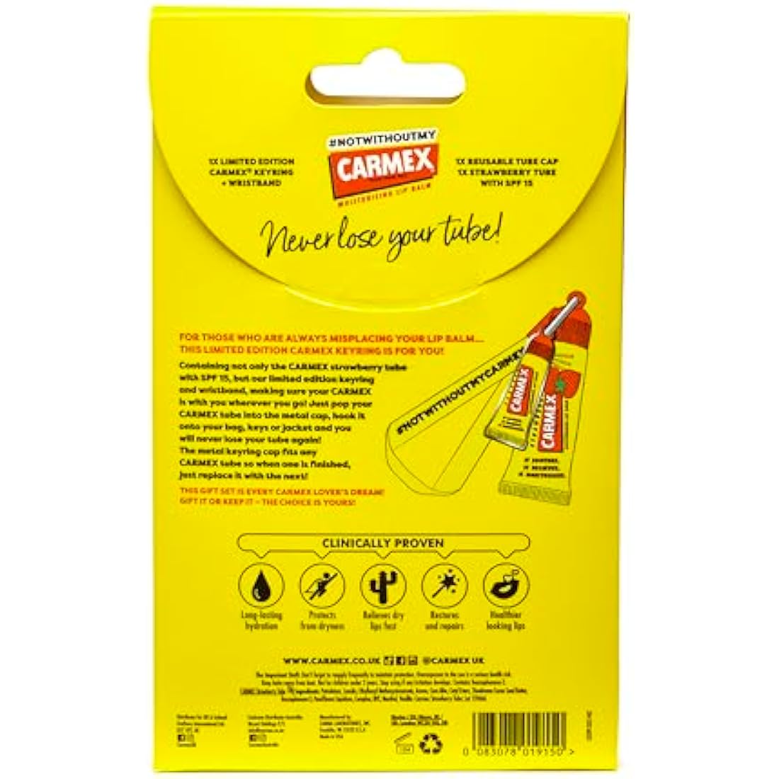 Carmex Strawberry Lip Balm Tube with Limited Edition Keyring Set