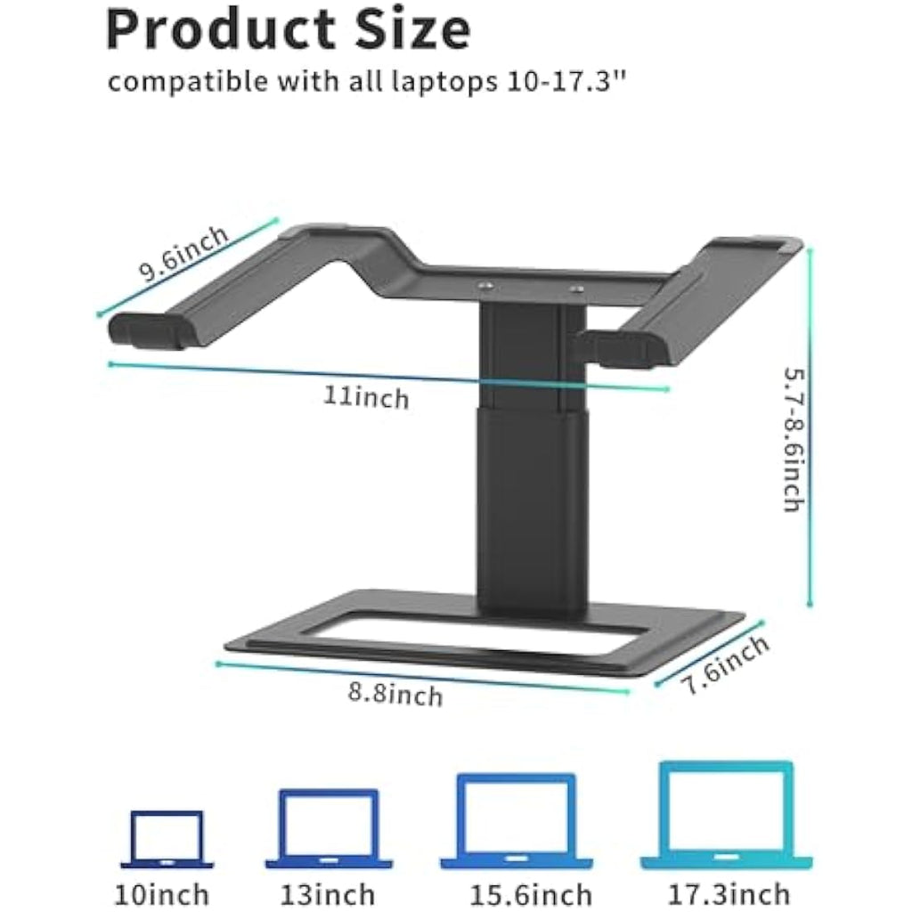 Soundance Adjustable Laptop Stand – Ergonomic Aluminum Riser, Black