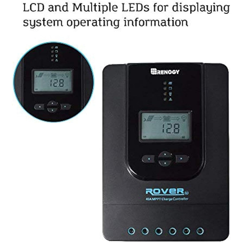 Renogy 40A 12V/24V MPPT Solar Charge Controller with Bluetooth & LCD