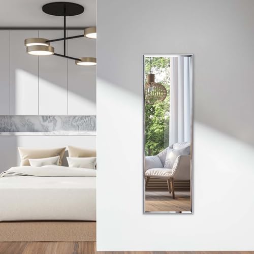 HORLIMER Full Length Wall Mirror – 122x35cm White Shatterproof Mirror