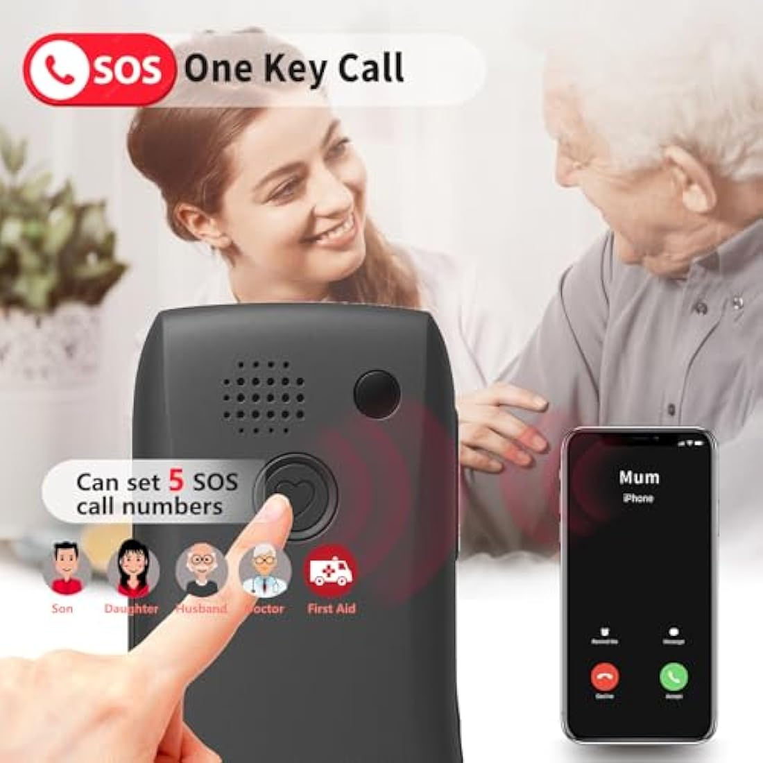 artfone C1+ 4G Big Button Mobile Phone for Seniors with SOS & Charging Dock