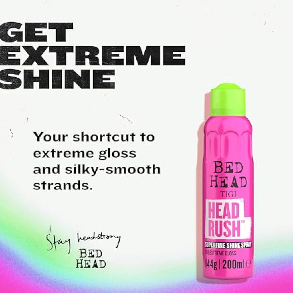 Bed Head by TIGI Headrush Shine Spray – Lightweight Glossy Mist 200ml