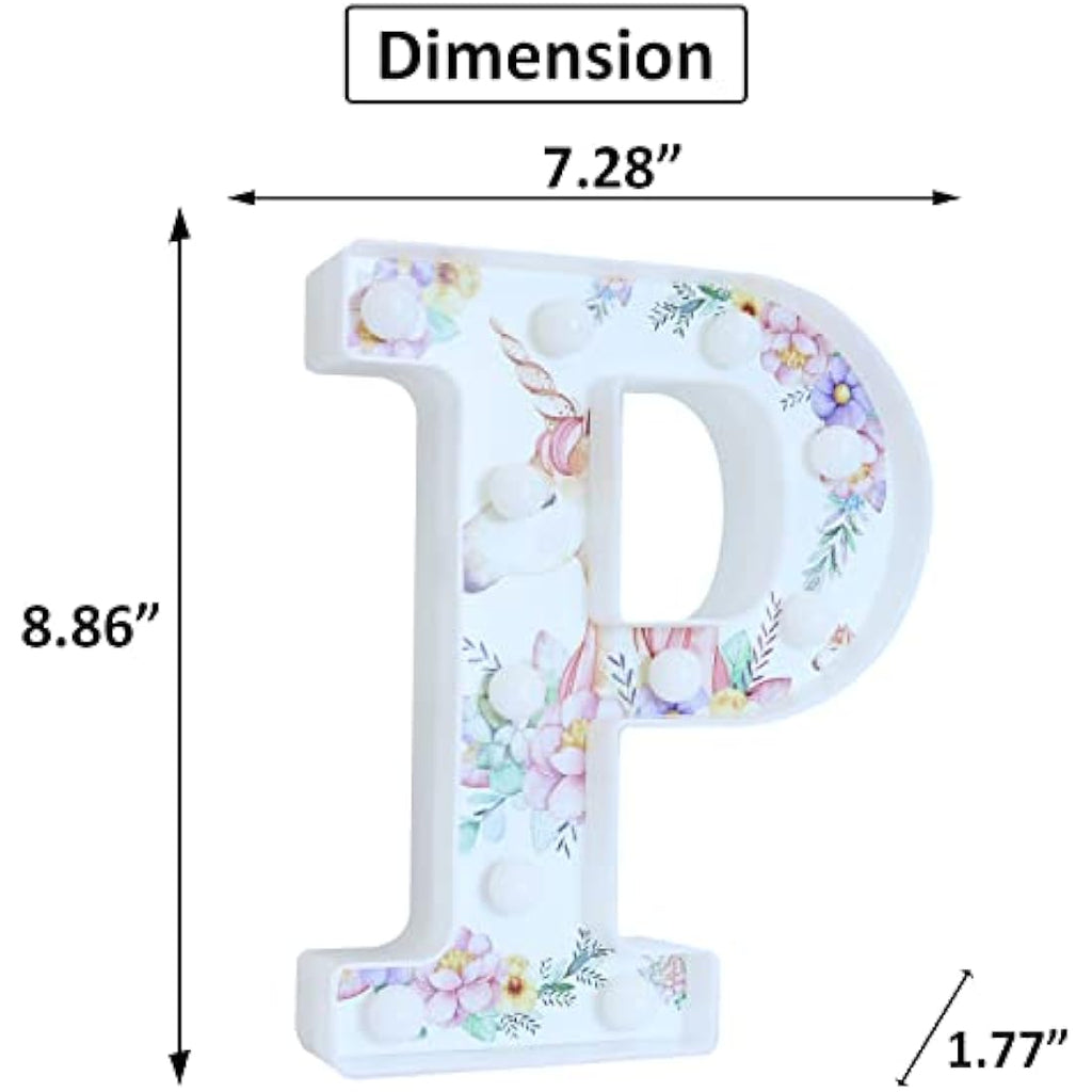 Unicorn LED Light Up Letter P – Warm White Night Light