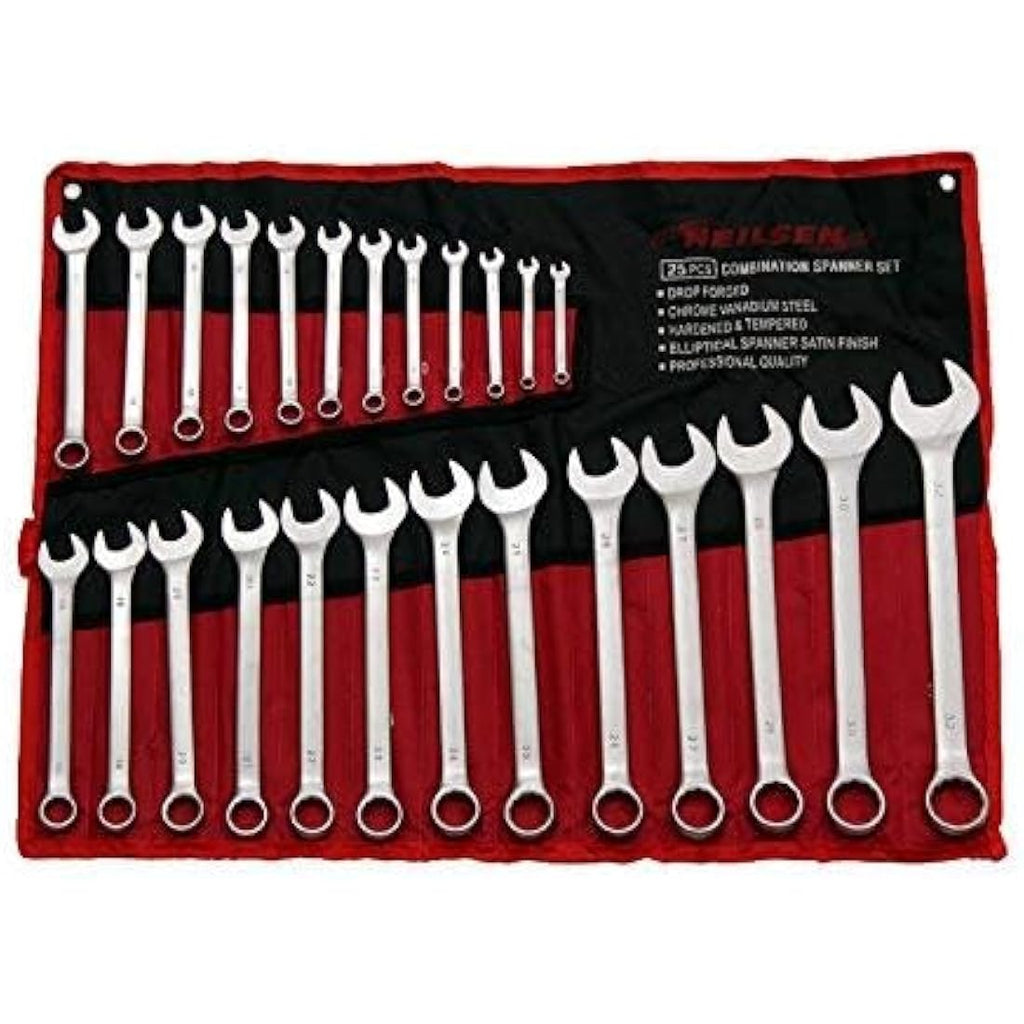 Neilsen 25pc Combination Spanner Set | 6-32mm Satin Chrome Vanadium