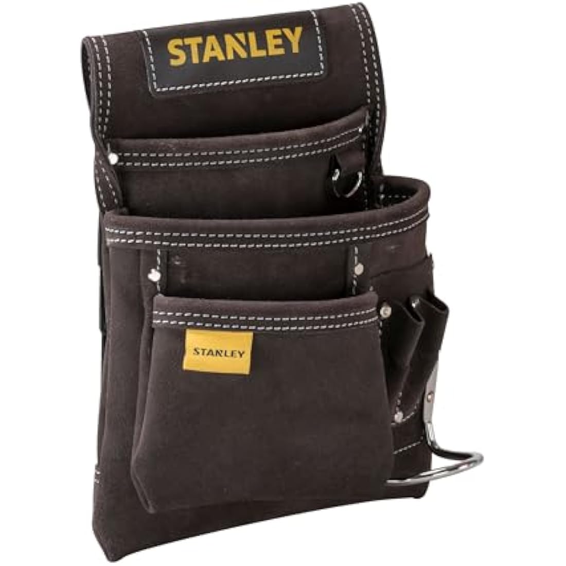 Stanley Leather Tool Pouch – Double Pocket Organizer with Hammer Loop