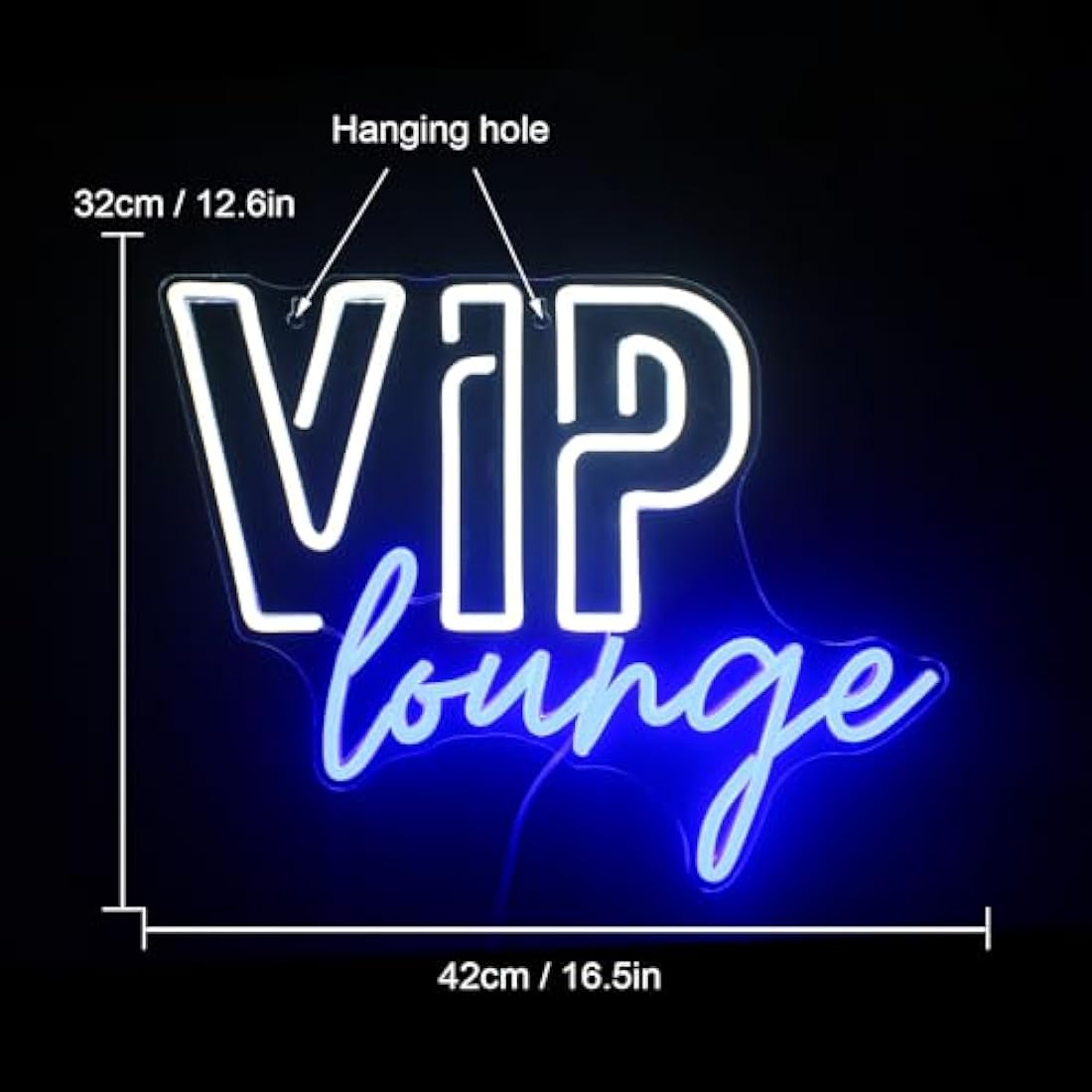Jolof Store VIP Lounge LED Neon Sign – White & Blue Wall Decor
